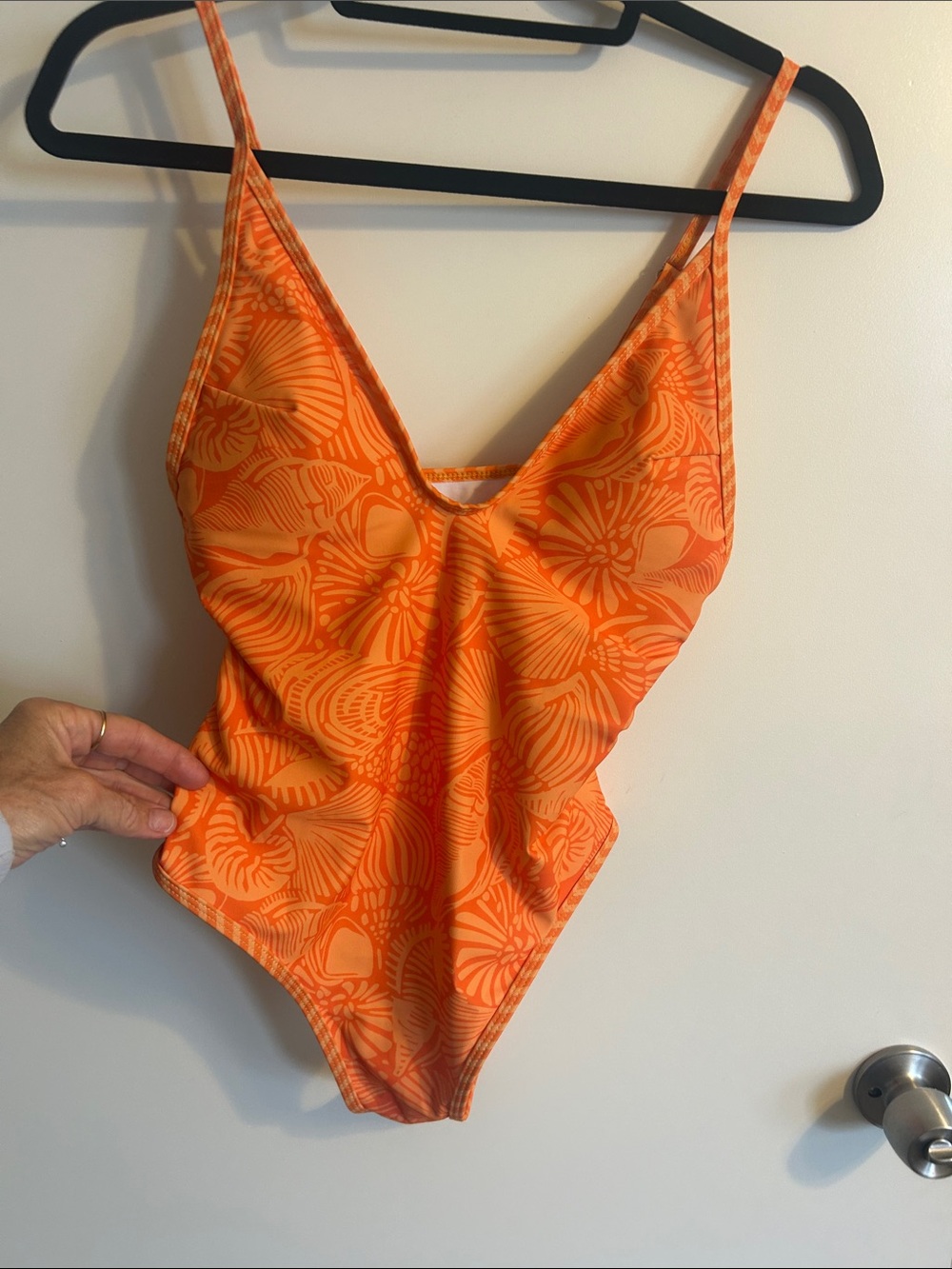 Vibrant Orange Floral One-Piece Swimsuit